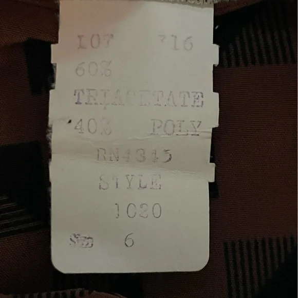 Fun, brown and black patterned vintage dress by Warren Z size 6 - Picture 8 of 9